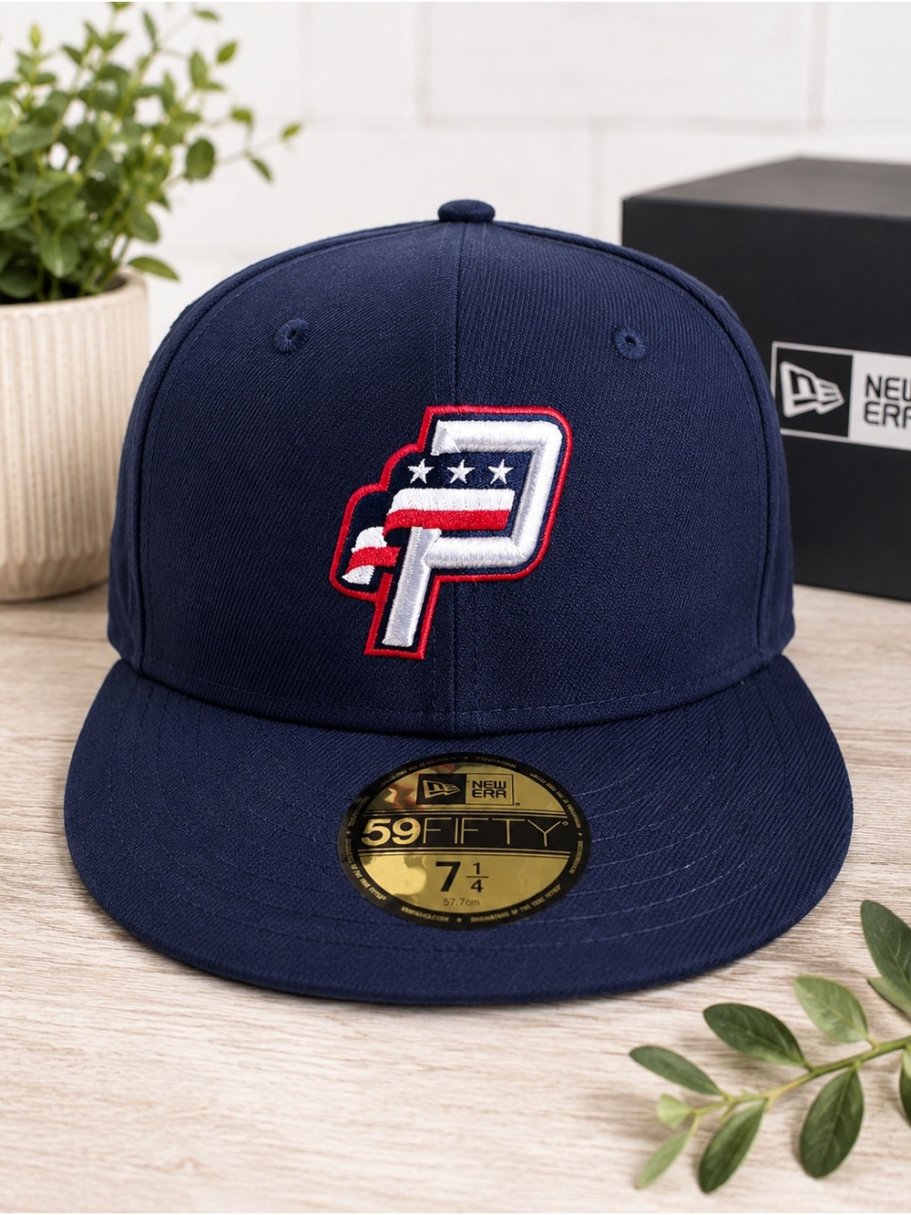 NWT Vintage New Era 59FIFTY Potomac Nationals Fitted Hat 7 1/4 MiLB Navy Red USA